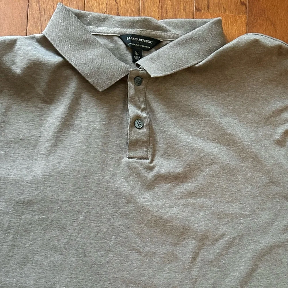 Banana Republic Luxe Performance Polo Shirt Men’s XL Taupe Cotton Golf Dadcore